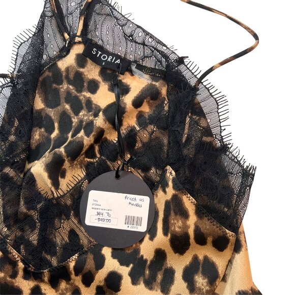 Storia NWT Camisole S Womens Animal Print Lace Trim Lightweight Top Size Small - Picture 8 of 10